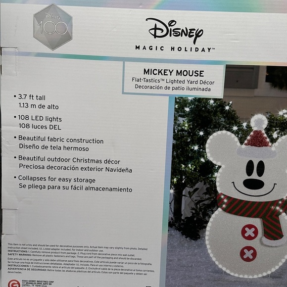 Gemmy Disney 3.7 ft Mickey Mouse Snowman Flat-Tastics Yard Decoration NIB - Picture 4 of 6